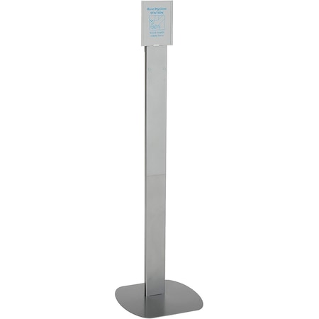 Global Industrial No Touch Floor Stand for Global Hand Soap/Sanitizer Dispensers, Silver 640925